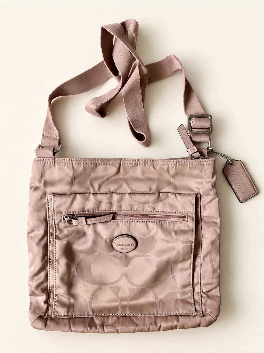 Vintage Coach Blush Pink Y2K Signature Crossbody Bag